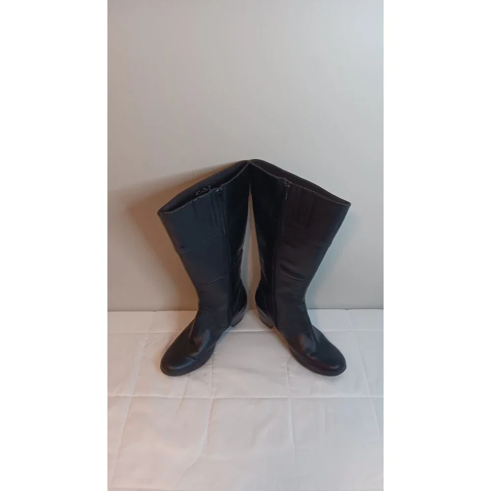 Clarks Black Leather Riding Boots Equestrian Buckle Detail Sz 9.5